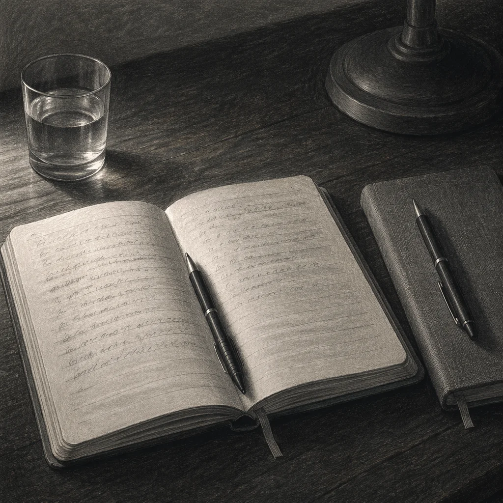 Quiet Late Night Notebook Study Desk
