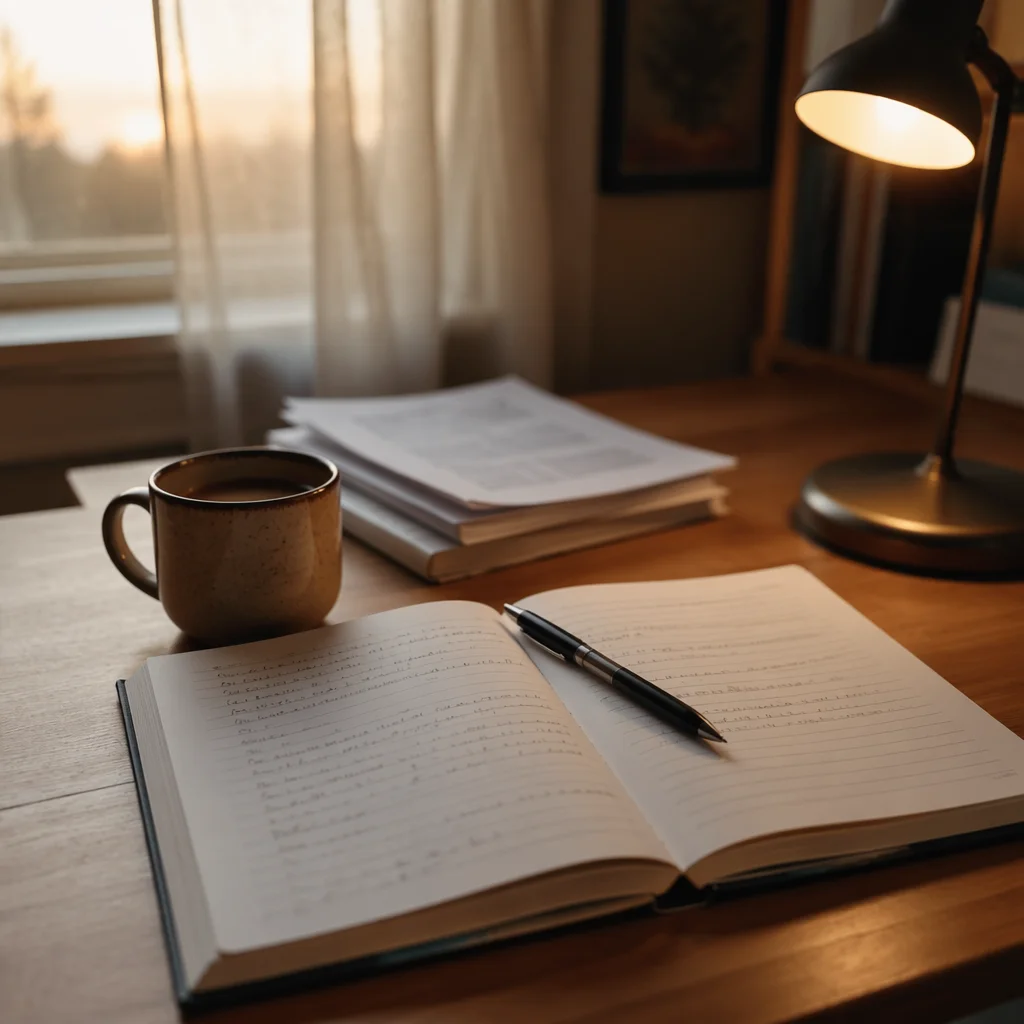 Quiet Morning Study Desk with Notebook