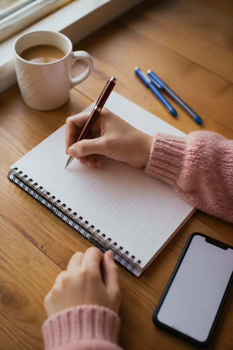 Handwriting Notes on a Calm Study Desk