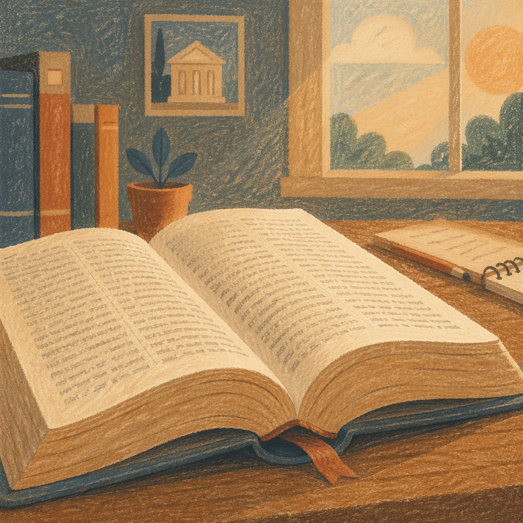 Open Dictionary on Quiet Study Desk