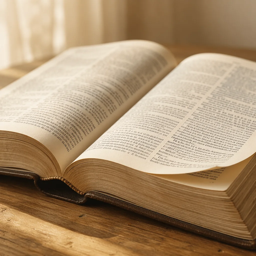 Open Dictionary on Wooden Study Desk