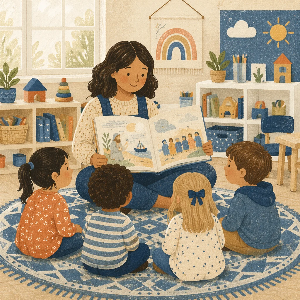 Cozy Preschool Library Storytime Circle
