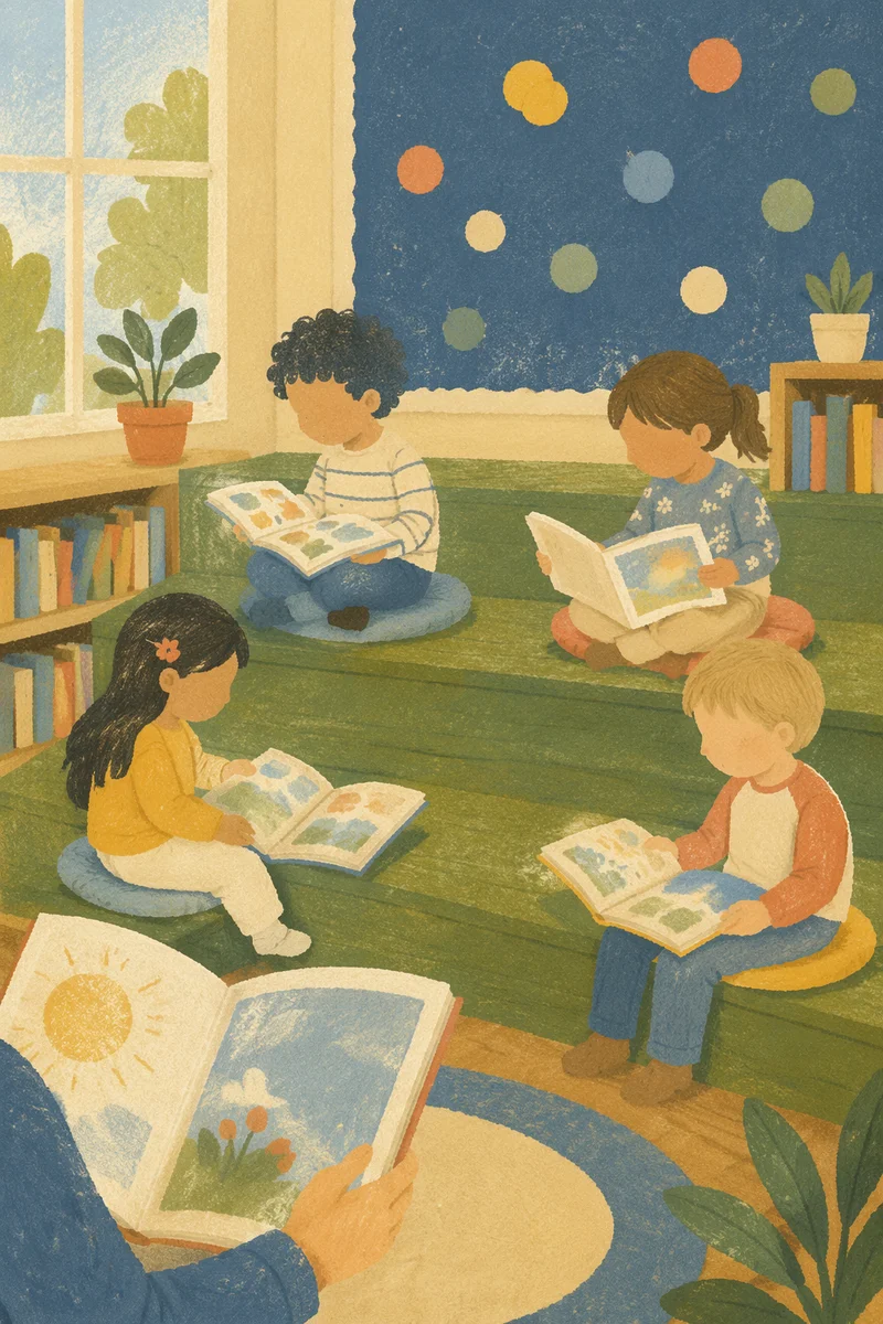 Children Storytime Circle in Library