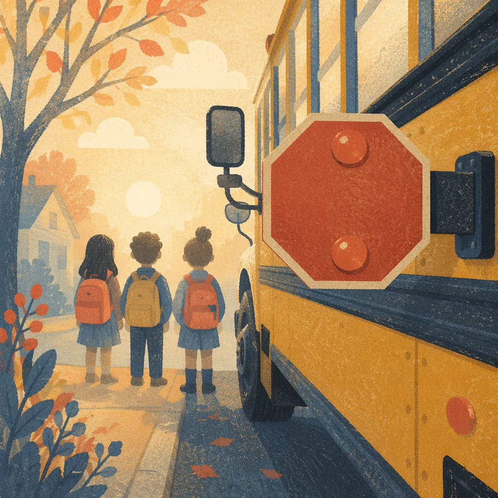 Hopeful Morning School Bus Stop Scene