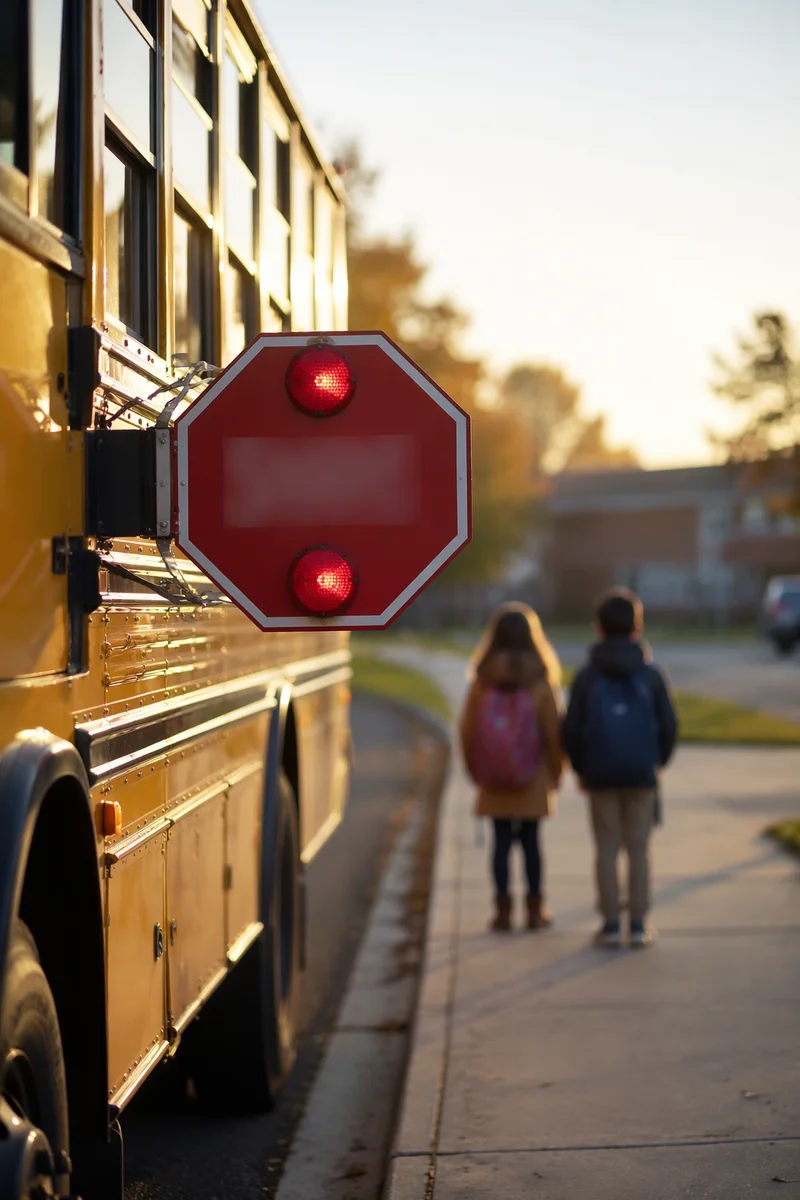 School Bus Stop at Sunrise