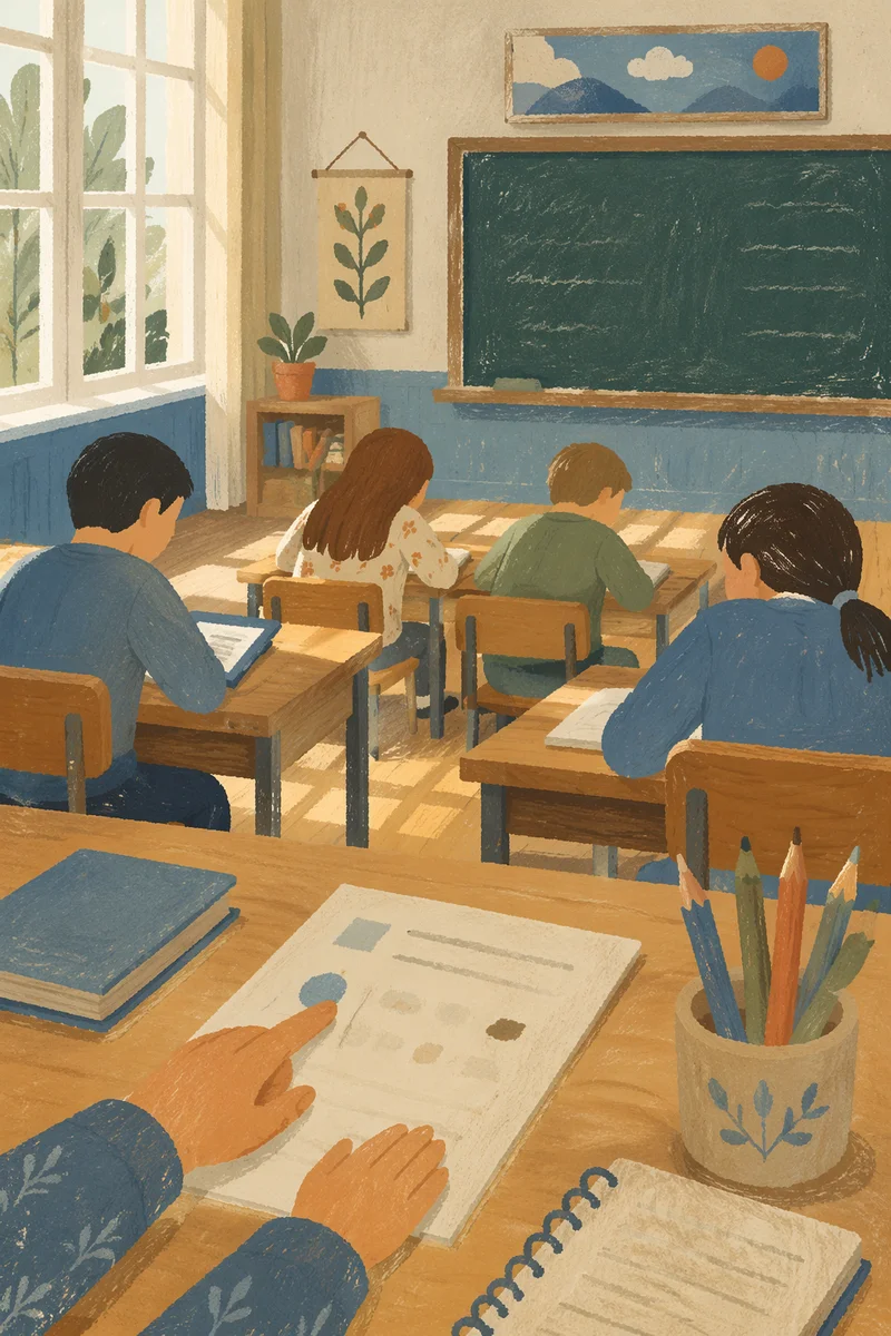 Calm Morning Classroom Learning Scene
