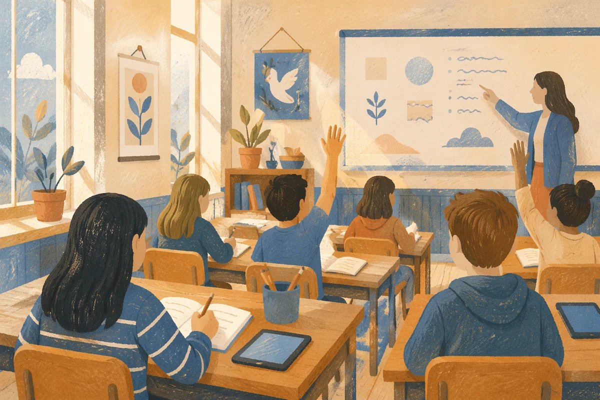 Bright Classroom Learning Scene with Students