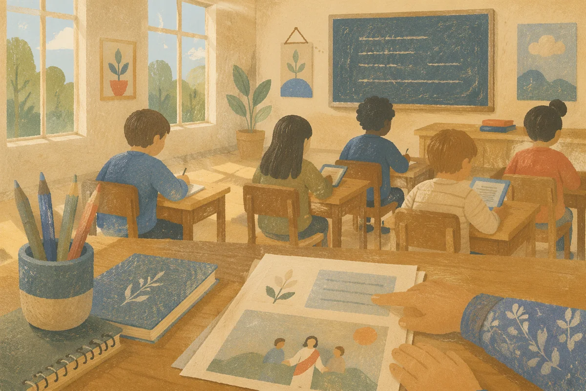 Calm Morning Classroom Learning Scene