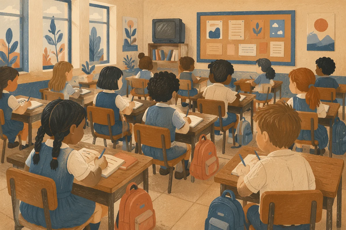 Calm Sepia Classroom Learning Scene
