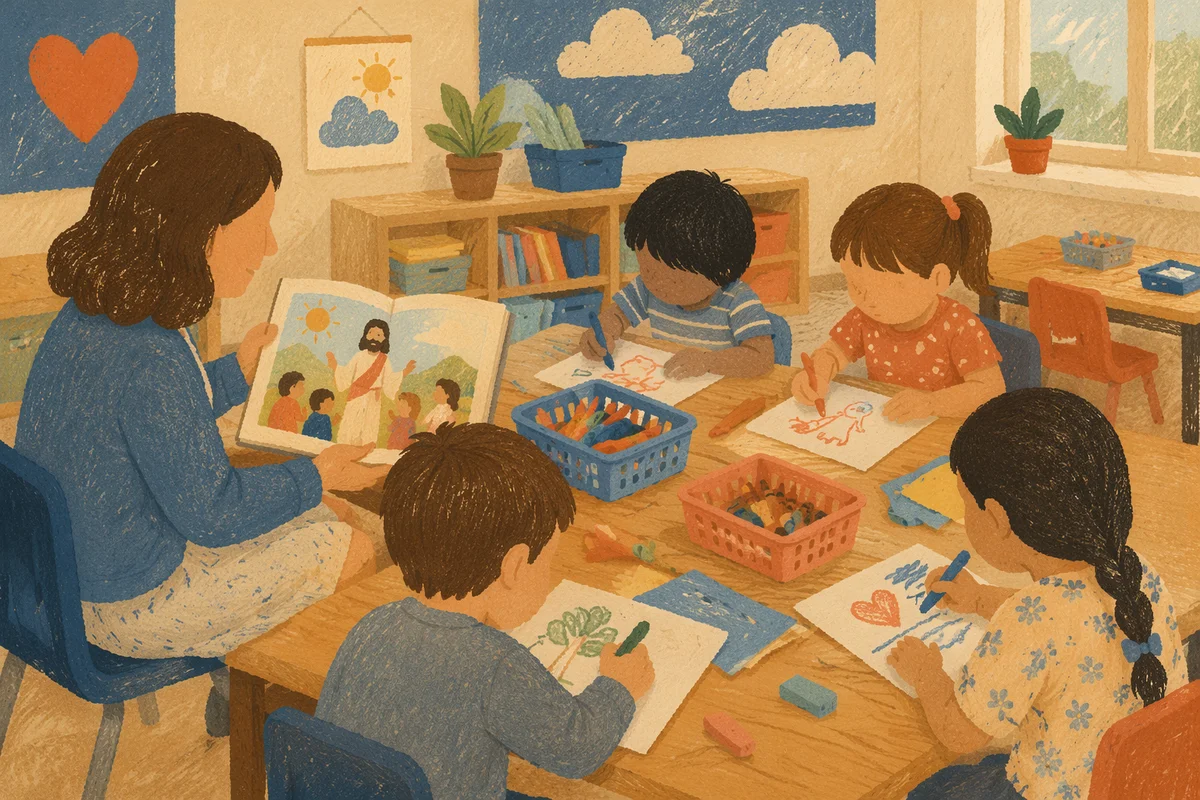 Warm Classroom Learning Around Activity Table