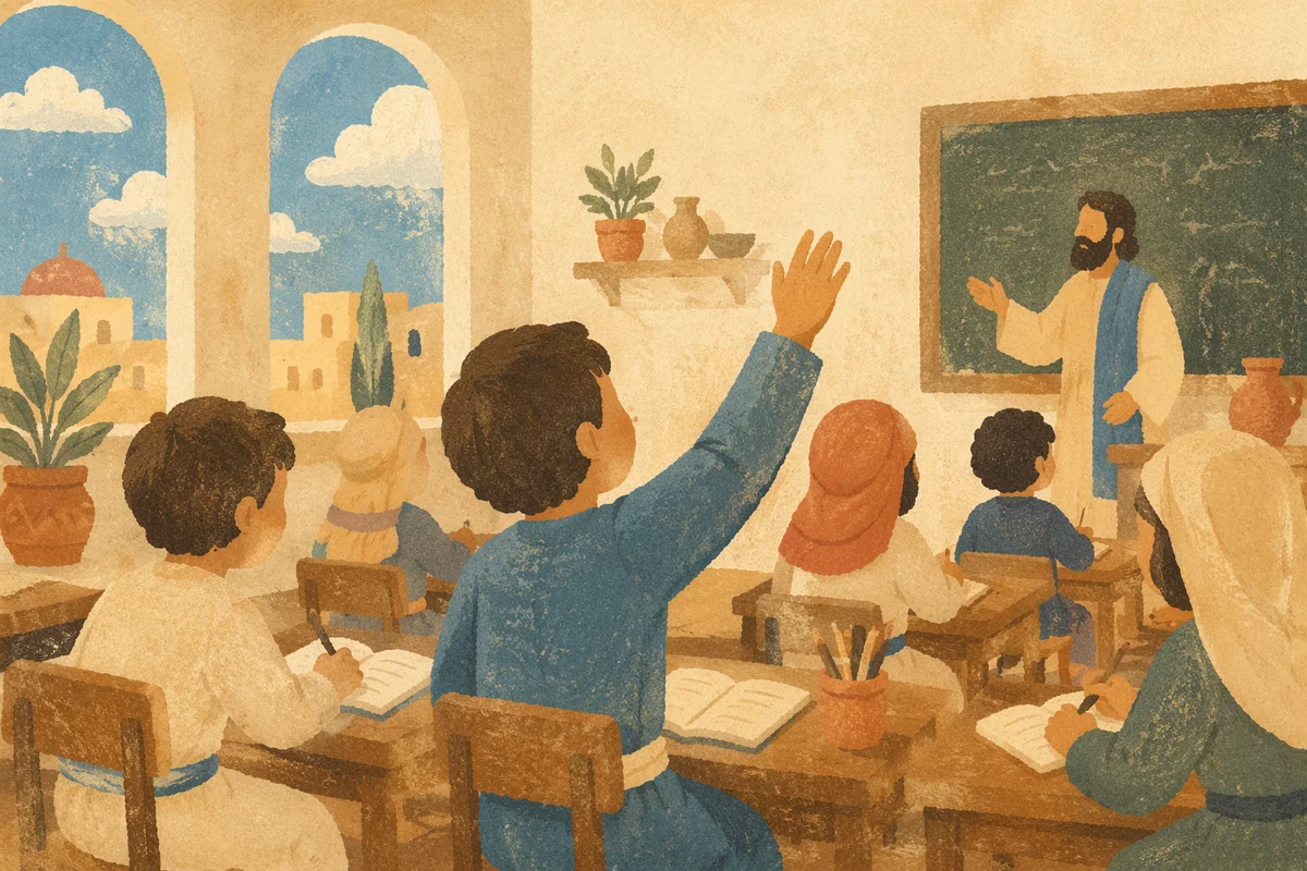 Curious Students Learning in Sunlit Classroom