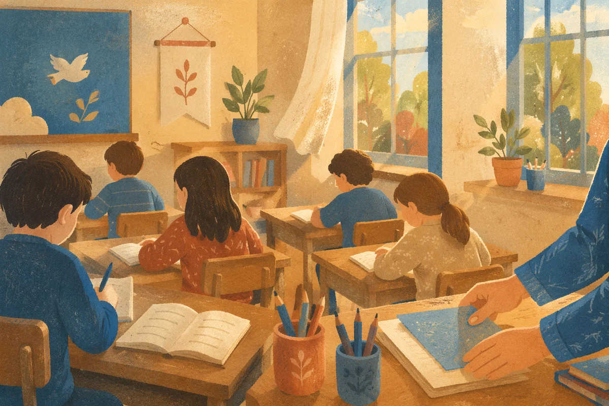 Sunlit Classroom Students Focused on Learning