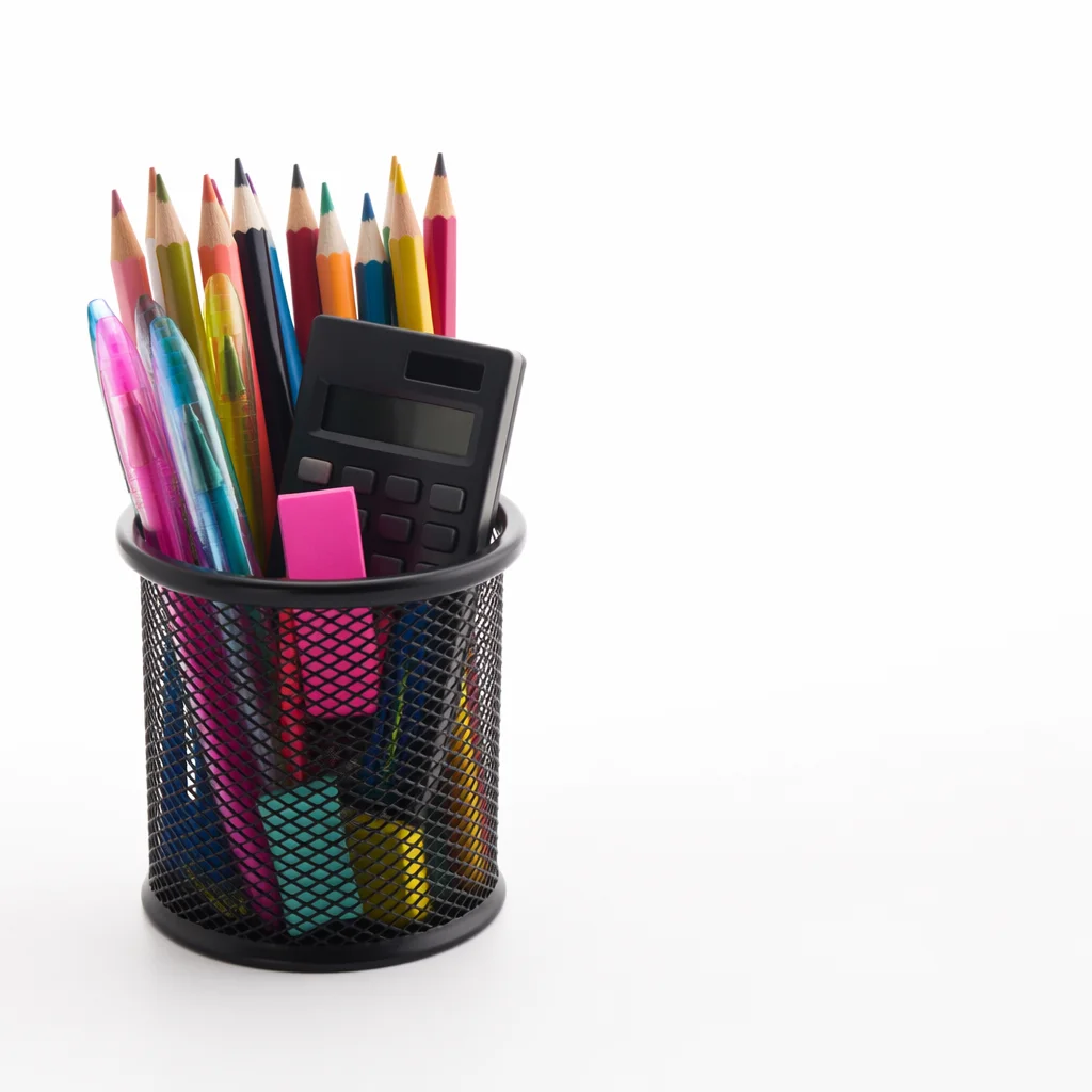 Colorful Classroom Supplies with Copy Space
