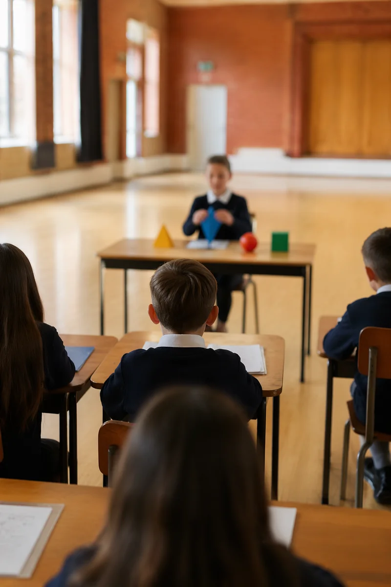 Calm Classroom Learning in Bright School Hall