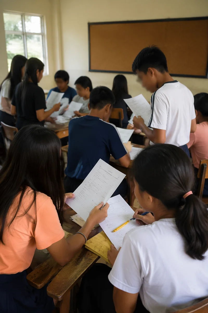 Students Collaborating in Modest Classroom