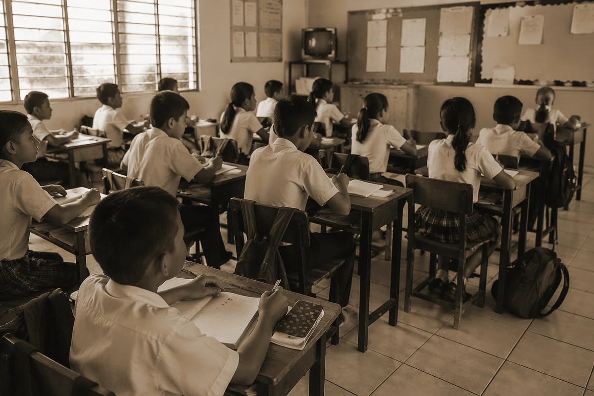 Busy School Classroom Learning Scene