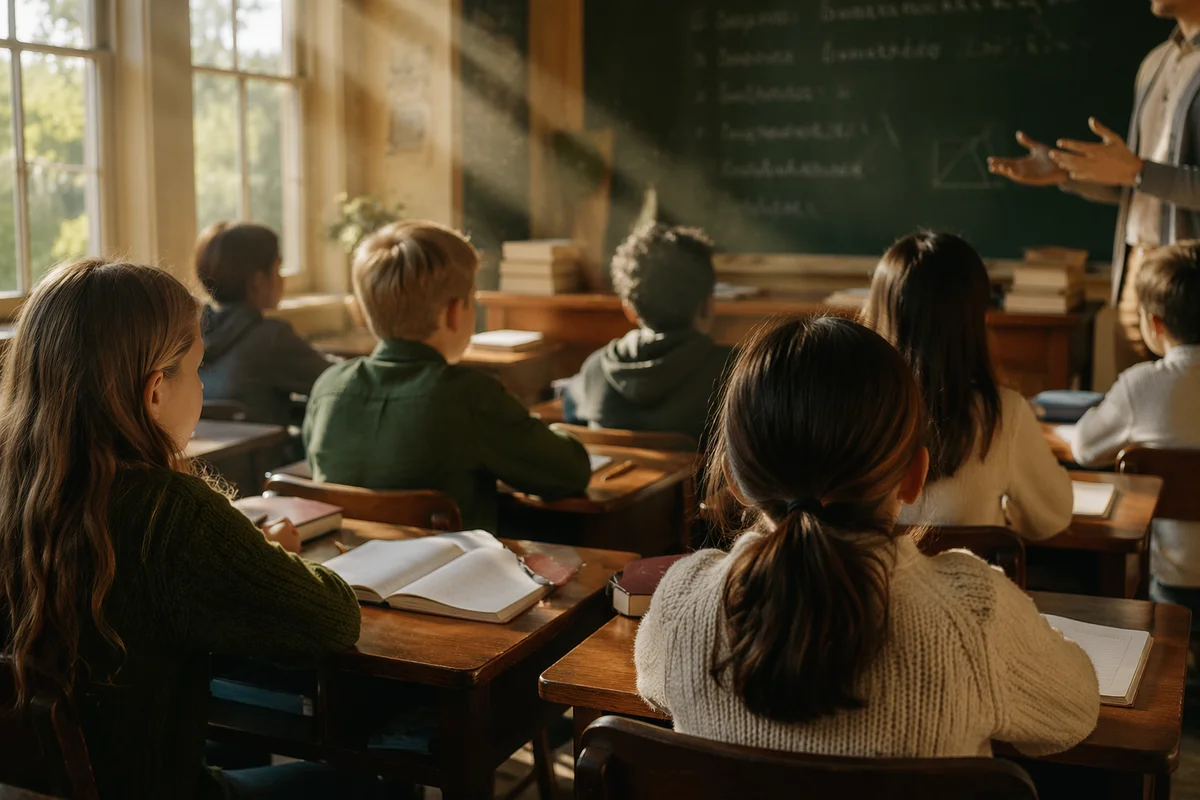 Hopeful Classroom Learning in Morning Sunlight