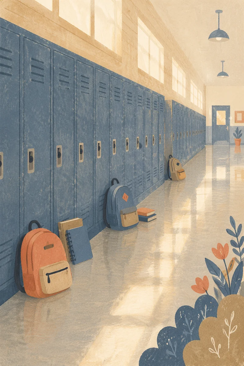 Quiet School Hallway Lockers in Perspective