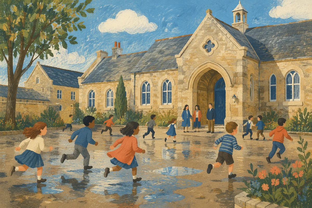Children Running at School Recess Playground