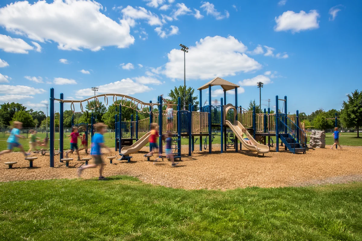 Elementary School Playground Recess Running Scene
