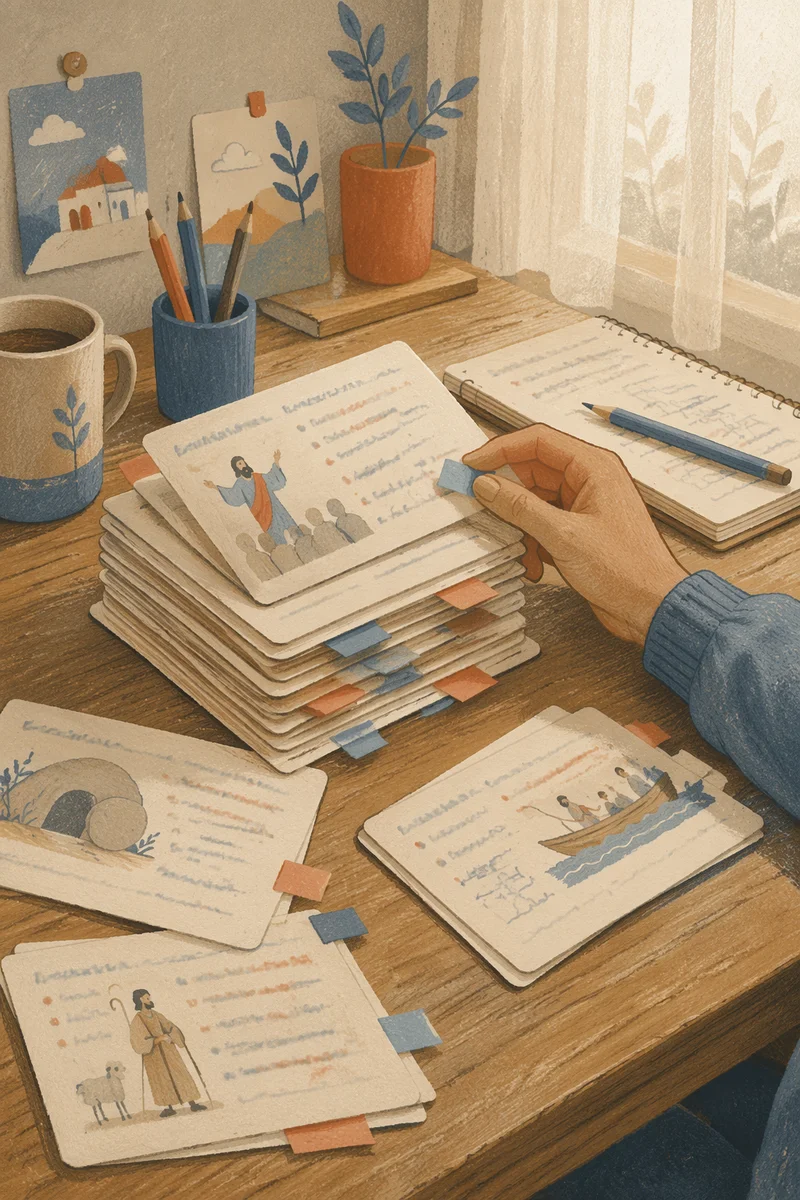 Flashcards Study Desk Before Exam Morning