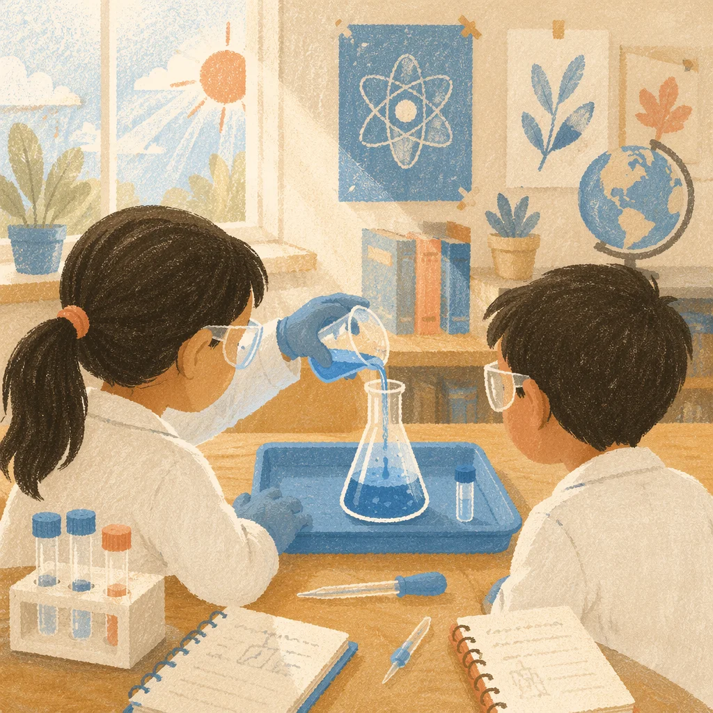 Kids STEM Lab Experiment Classroom Scene