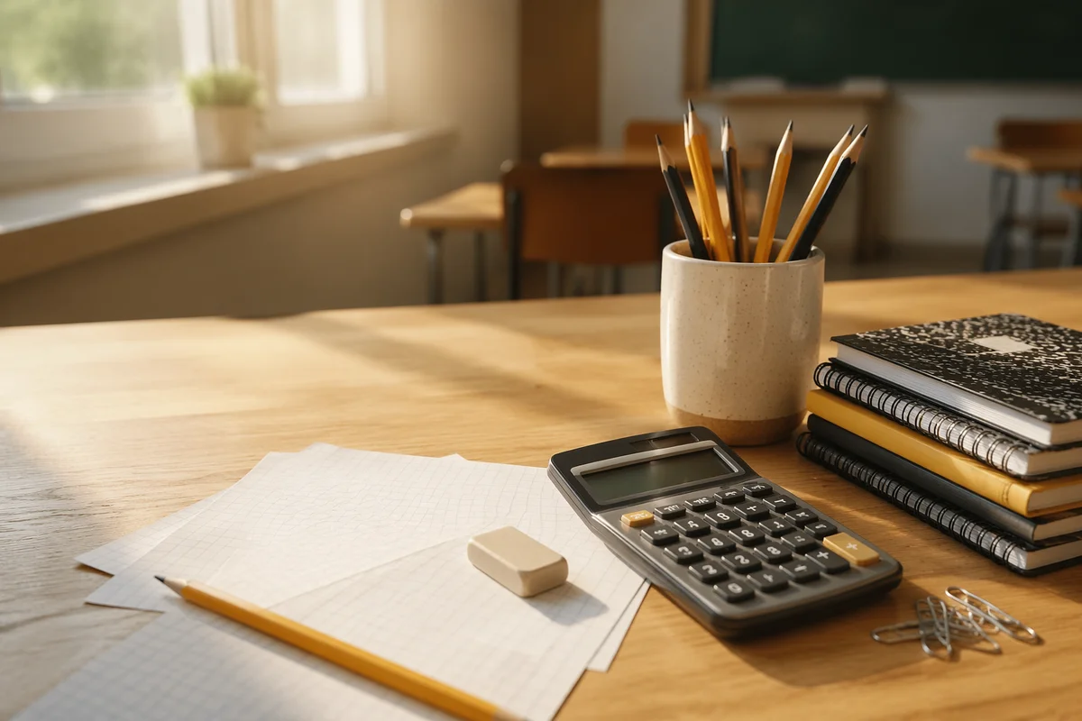 Sunlit Student Desk with School Supplies