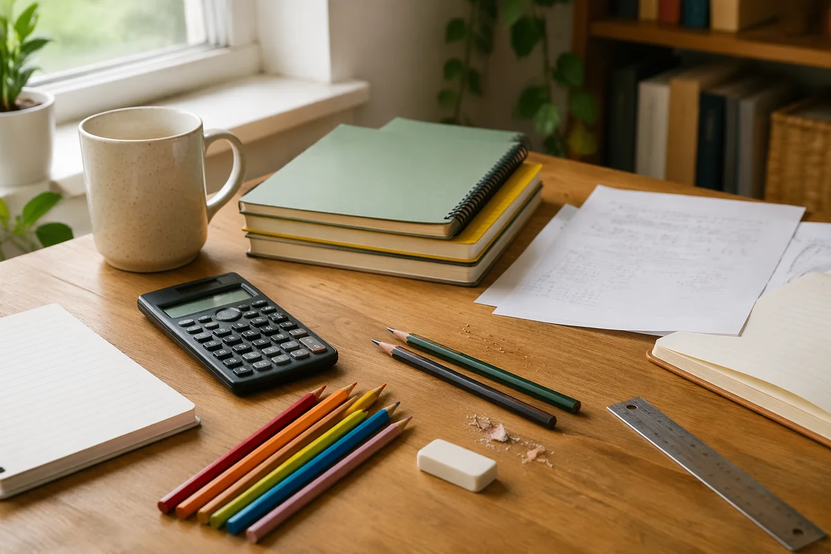 Neatly Arranged Student Desk With Supplies