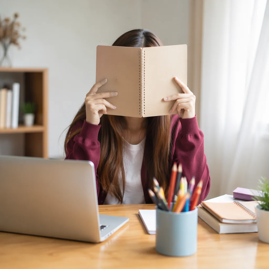 Focused Student Studying With Laptop and Notes