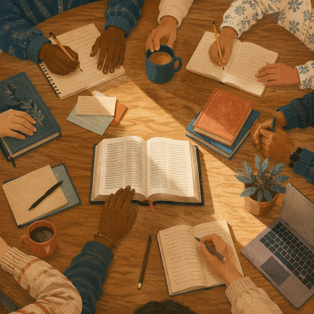 Study Group Hands Around Open Books