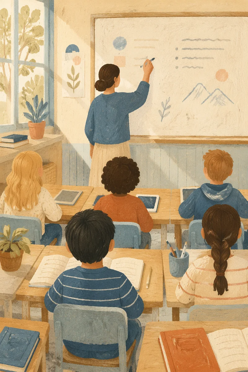 Teacher Leading Morning Classroom Lesson