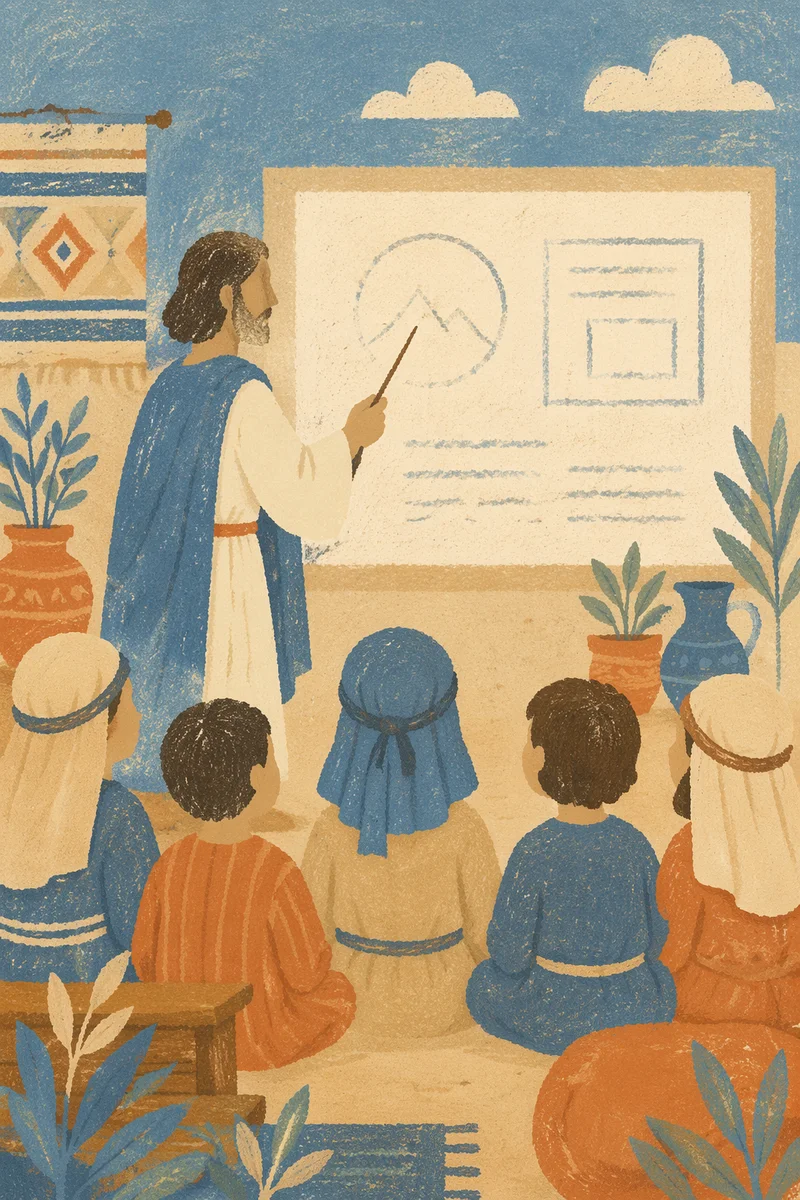 Teacher Guiding Students at Classroom Whiteboard