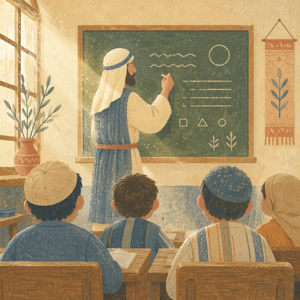 Teacher Writing on Green Classroom Chalkboard
