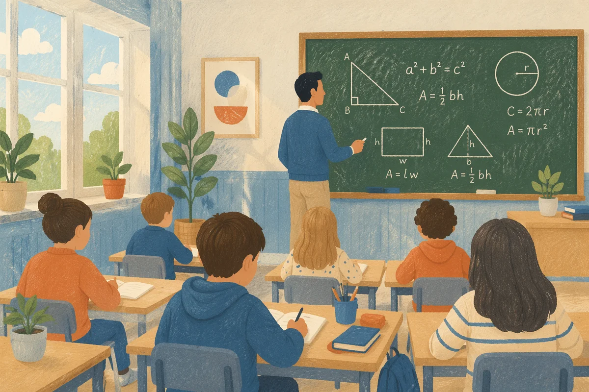 Modern Geometry Lesson in Bright Classroom