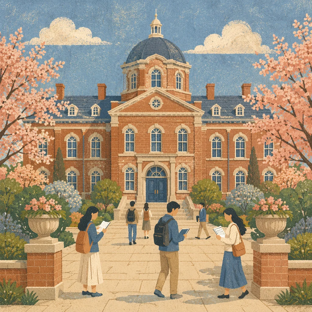 Students on Historic Red Brick Campus