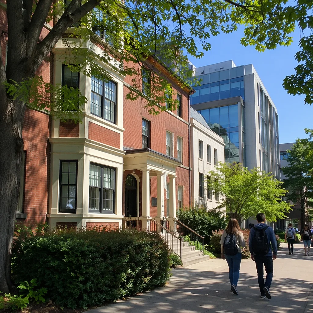 Sunny University Campus With Students