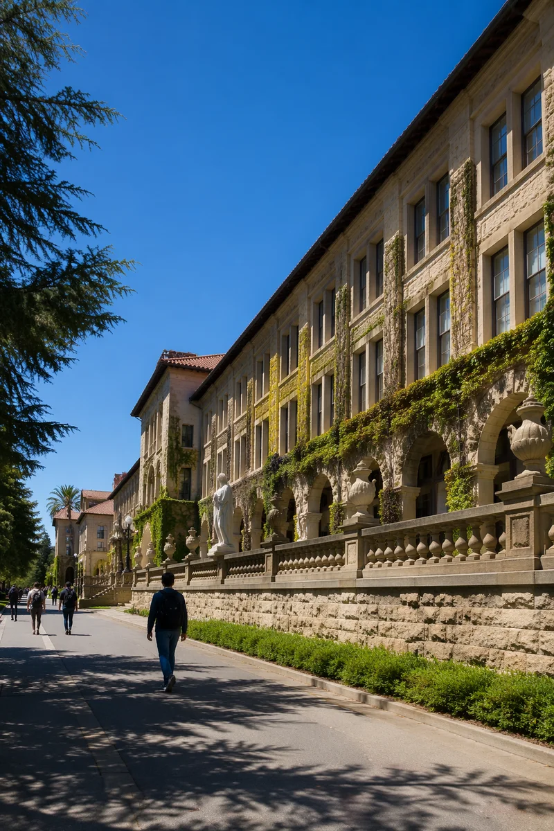 Historic University Hall with Students on Campus