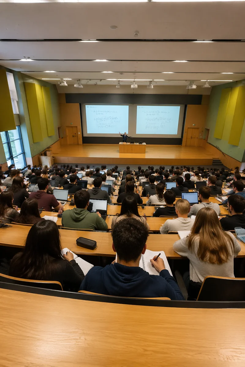 Modern University Lecture Hall with Students
