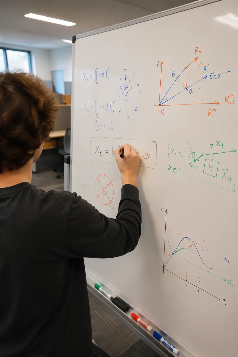 Colorful Whiteboard Teaching Scene in Study Room