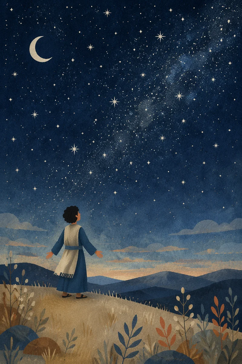 Silhouette in Wonder Beneath Starry Creation