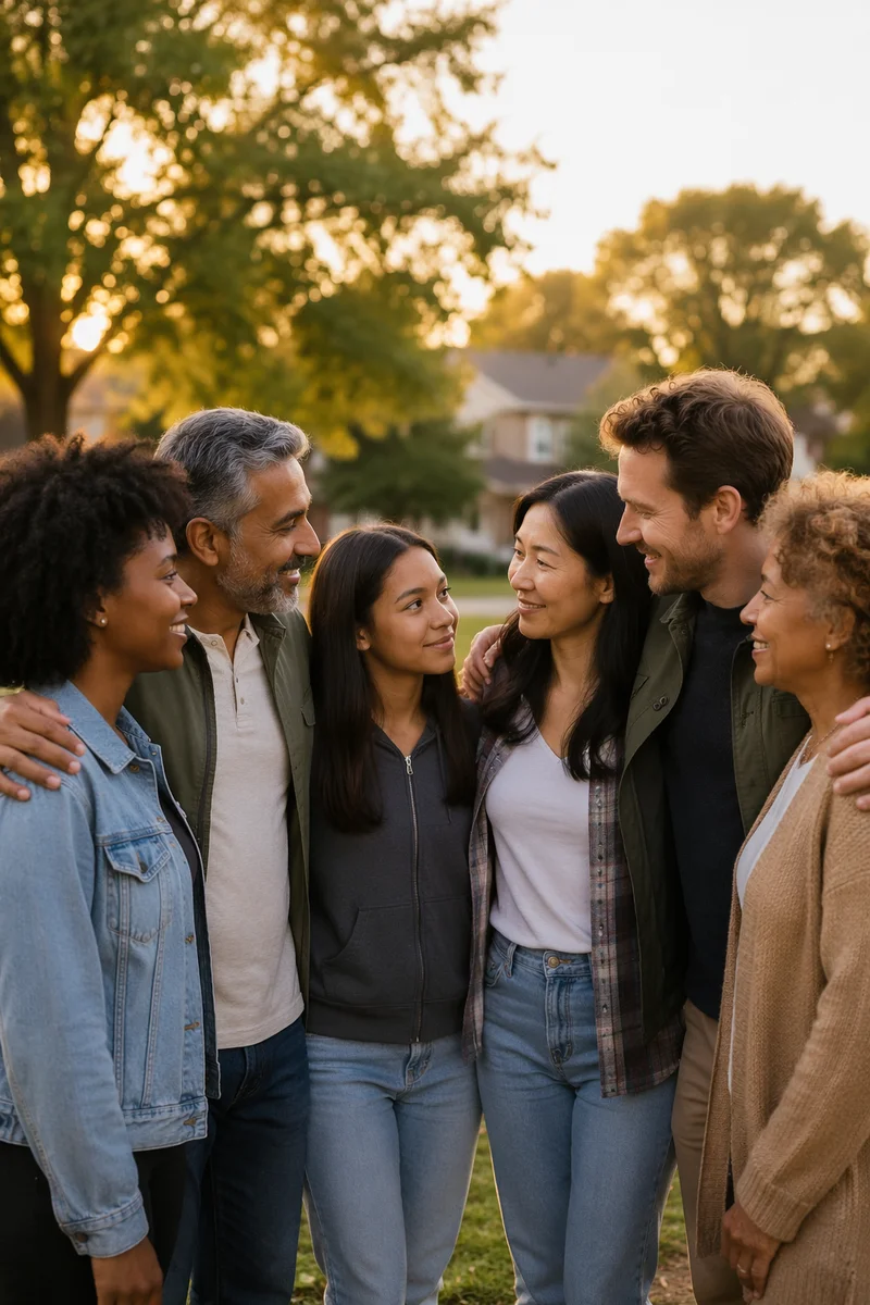 Diverse Friends Standing Together in Park