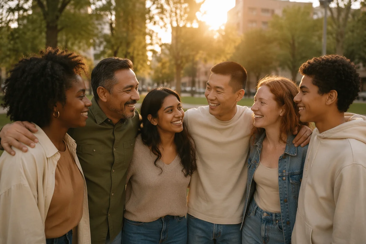 Diverse Friends Standing Together in Park