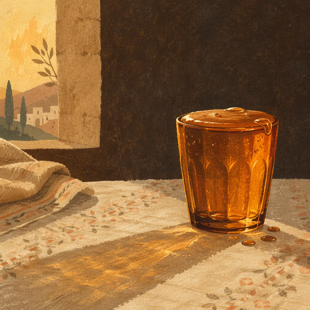 Overflowing Amber Cup in Golden Light