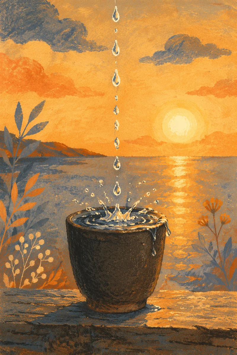 Overflowing Cup in Golden Sunset Light