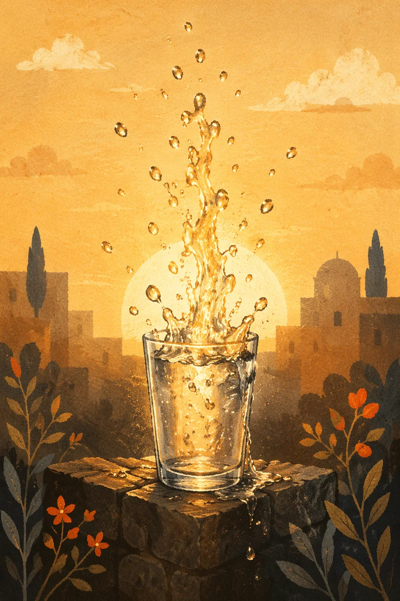 Overflowing Cup in Golden Sunset Light