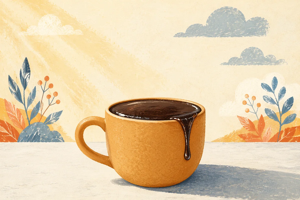 Overflowing Coffee Cup in Golden Morning Light