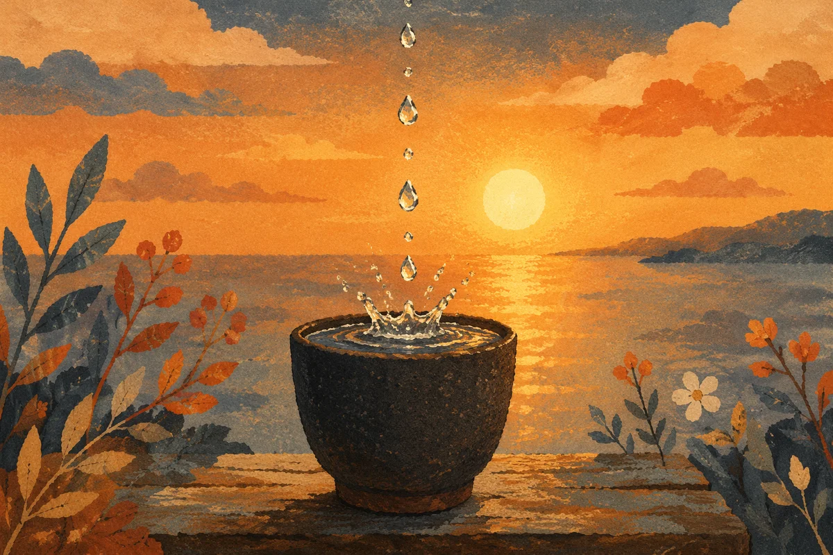 Overflowing Cup in Golden Sunset Light