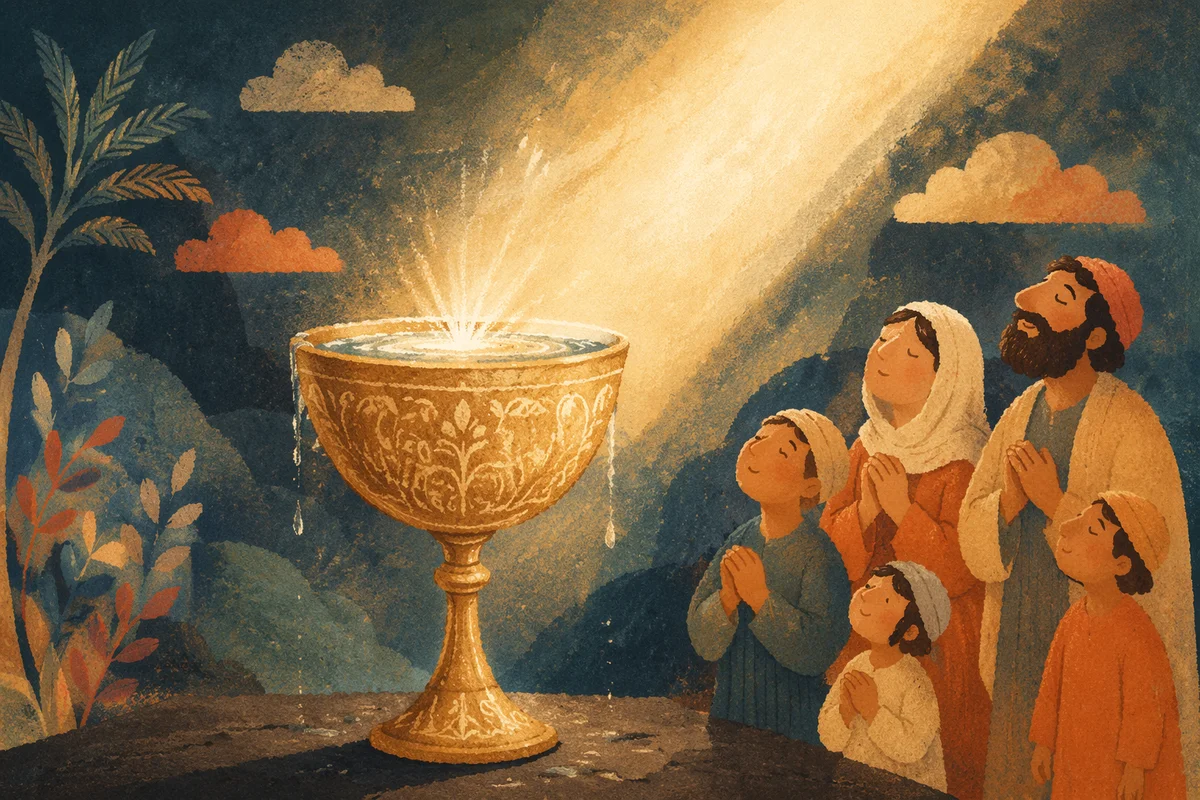 Overflowing Golden Cup in Reverent Light