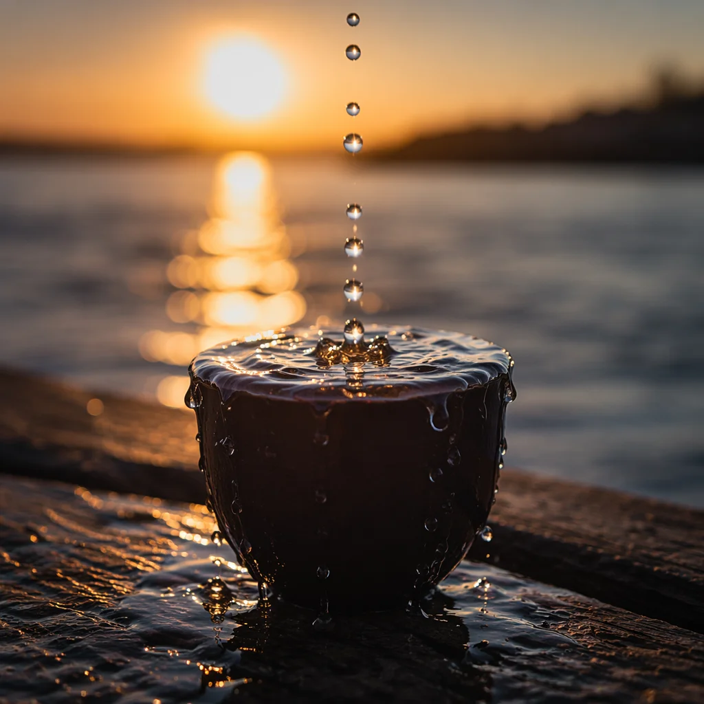 Overflowing Cup in Golden Sunset Light