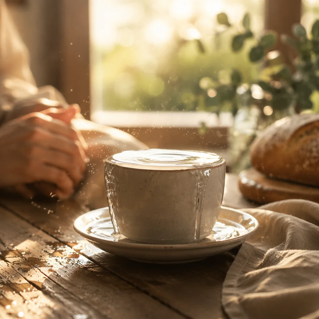 Overflowing Cup in Golden Morning Light